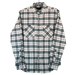 Banana Republic Mens S White Black Red Plaid Flannel Shirt‎ Standard Long Sleeve